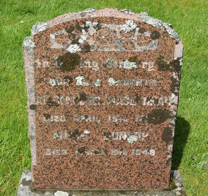 Photo of headstones/Alexander MacLennan died 1958 MI Poolewe Londubh Burial Ground